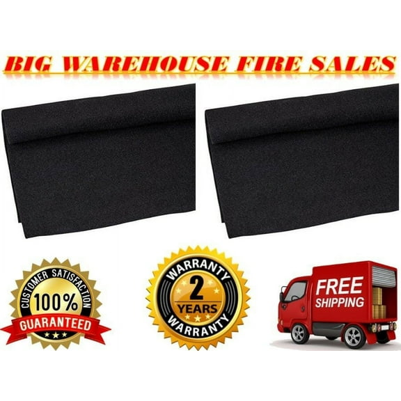2 Absolute C10BK 10' Long 4' Wide Black Carpet for Speaker Sub Box Carpet