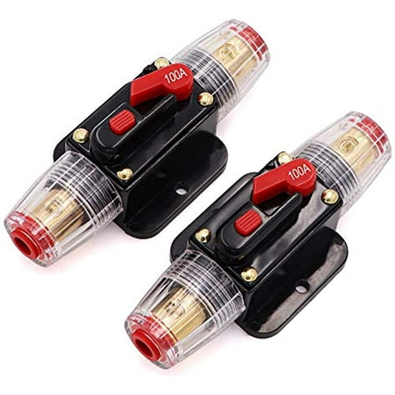 2 Absolute ICB100 4/8 AWG 100 Amp in-line Circuit Breaker with Manual Reset with Manual Reset Car Auto Marine Boat Stereo