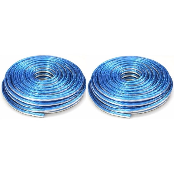 2 Absolute SWT18B100 18 Gauge Premium Speaker Wire 100ft Clear Blue/White