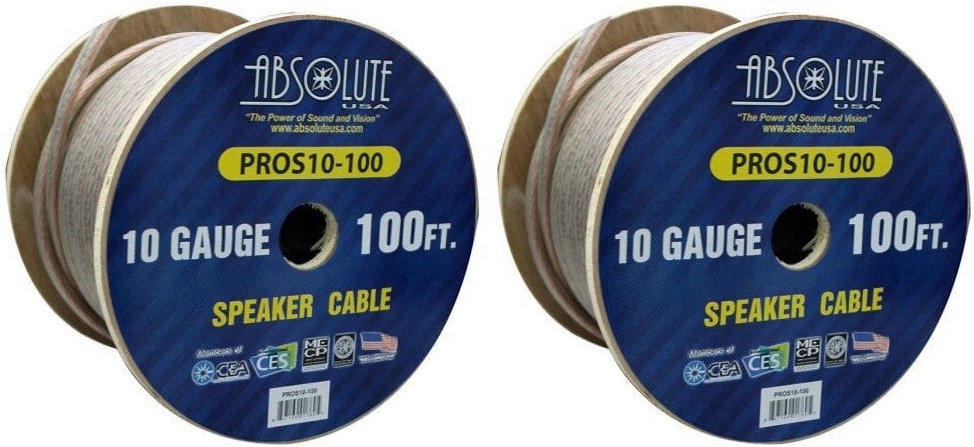 2 Absolute USA PROS10100 10 Gauge Speaker Wire100' 10 Gauge PRO PA DJ Car Home Marine Audio Speaker Wire Cable Spool