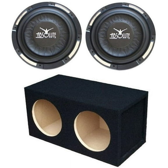 2 Absolute XS-1000 10" 1500 Watts Single Slim Shallow Subwoofer + Doubled Sealed Enclosure Box