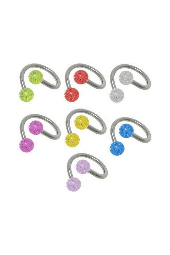 2 Acrylic Glitter Balls Twister Rings Labret Lip Jewelry