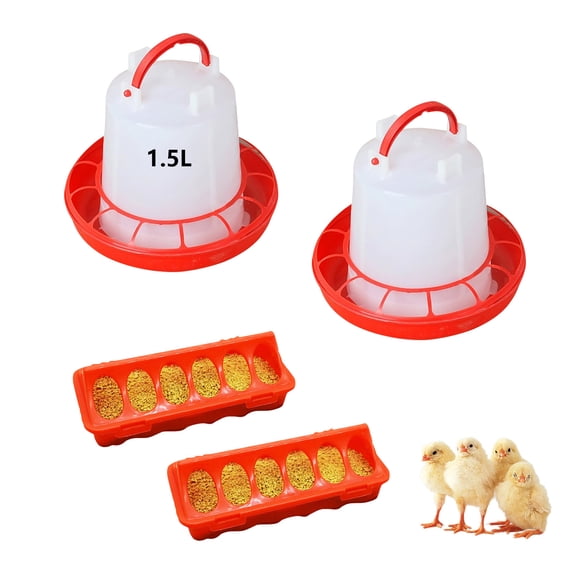 2. Adjustable Chicken Drinker & Feeder Set with Water Containers