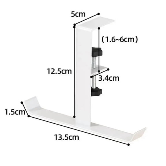 2 * Adjustable Desk Edge Hook-White