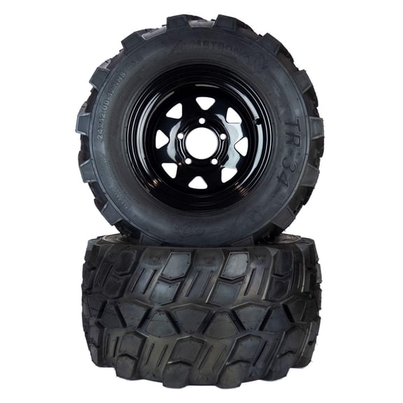 (2) Aggressive Tire Assemblies 24x12.00-12 Fits Gravely Pro-Turn 300 07101511