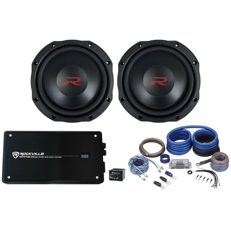 (2) Alpine RS-W10D4 10” 600w RMS Shallow Car Subwoofers+Mono Amplifier+Amp Kit