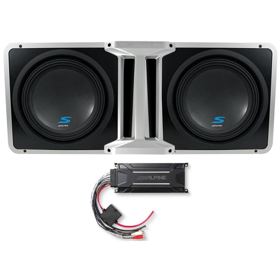 2 Alpine S-SB10V Loaded 10" 600W S-W10D4 Ported Sub Box + KTA-30MW Amplifier