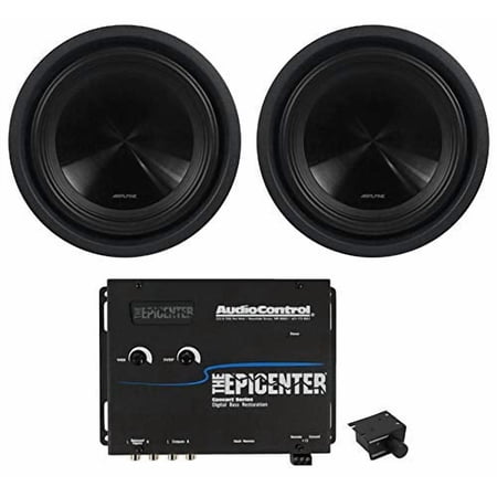 2 Alpine SWT-10S2 10" 1000W Shallow Slim Subwoofer + AudioControl Epicenter Bass