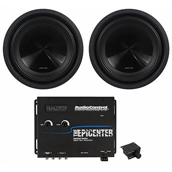 2 Alpine SWT-10S2 10" 1000W Shallow Slim Subwoofer + AudioControl Epicenter Bass