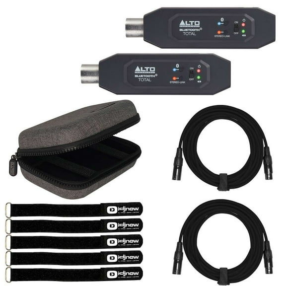 (2) Alto Professional Bluetooth Total MKII XLR-Equipped Rechargeable Bluetooth Audio Adapters with Cables & Case Package