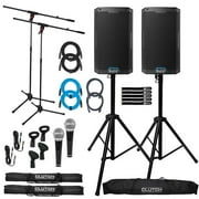 2 Alto Professional TS408XUS 8 2-Way Powered Speakers with Stands & Mics Package
