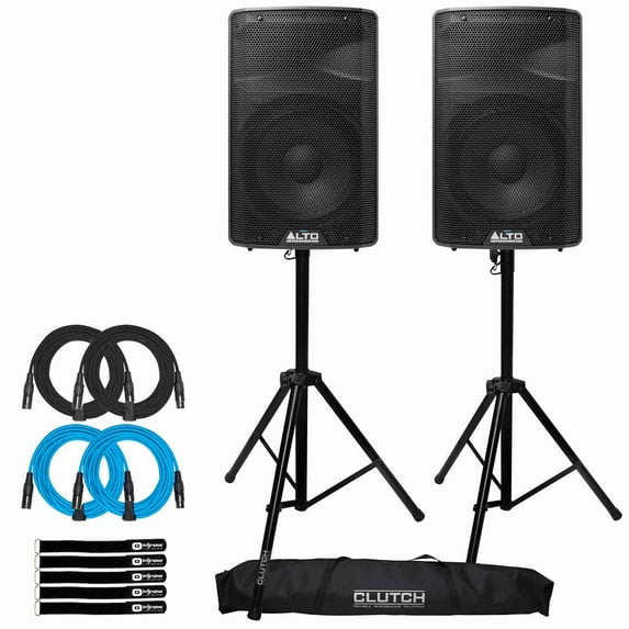 (2) Alto Professional TX310 10" Powered Loudspeakers with Tripod Speaker Stands Package