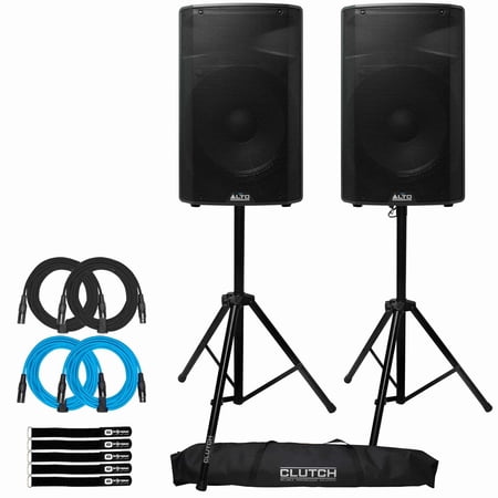 (2) Alto Professional TX315 15" Powered Loudspeakers with Tripod Speaker Stands Package