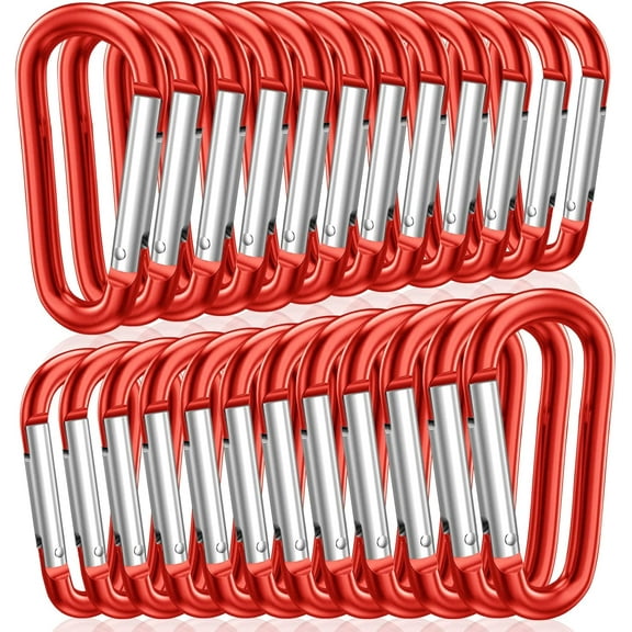 2" Aluminum D Ring Carabiners Clip D Shape Spring Loaded Gate Small Keychain Carabiner Clip Set Outdoor Camping Mini Lock Snap Hooks Spring Link Key Chain Durable Improved 24 PCS