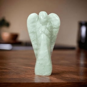 Charms And Spells 2'' Amazonite Crystal Angel Figurine, Heart & Throat Chakra Healing Stone, Standing Statuette, Spiritual Gifts