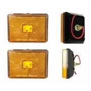 (2) Amber 2" Square LED Trailer Side Marker Lights Stud Mount - 24041