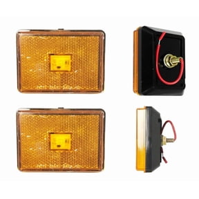 (2) Amber 2" Square LED Trailer Side Marker Lights Stud Mount - 24041