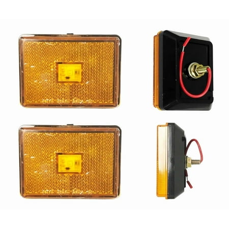 (2) Amber 2" Square LED Trailer Side Marker Lights Stud Mount - 24041