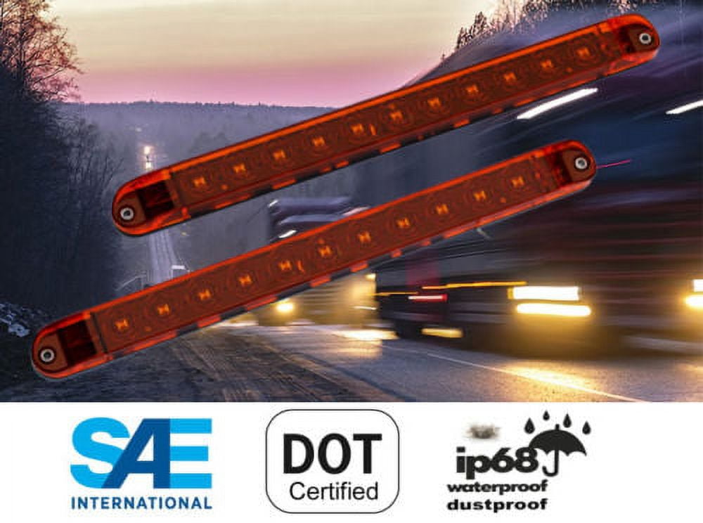 2 Amber Yellow 17" LED Light Bar Waterproof Turn Signal Clearance Truck Trailer EHD