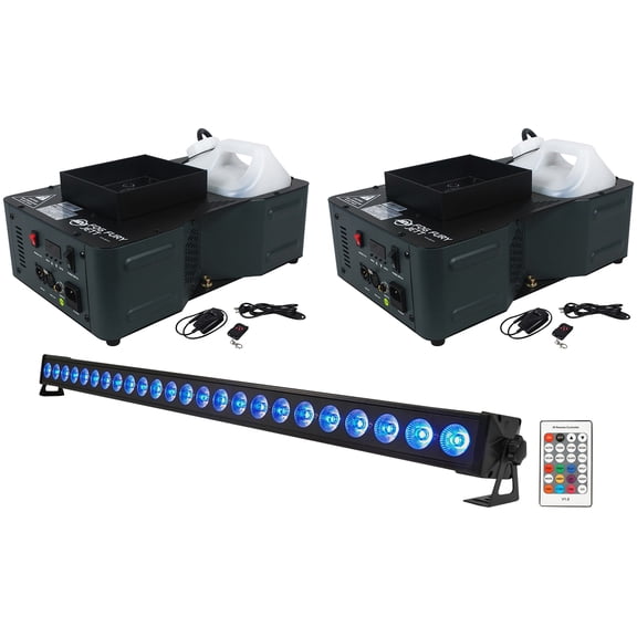 (2) American DJ Fog Fury Jett DMX Vertical Fog Machines+Rechargeable Light Bar