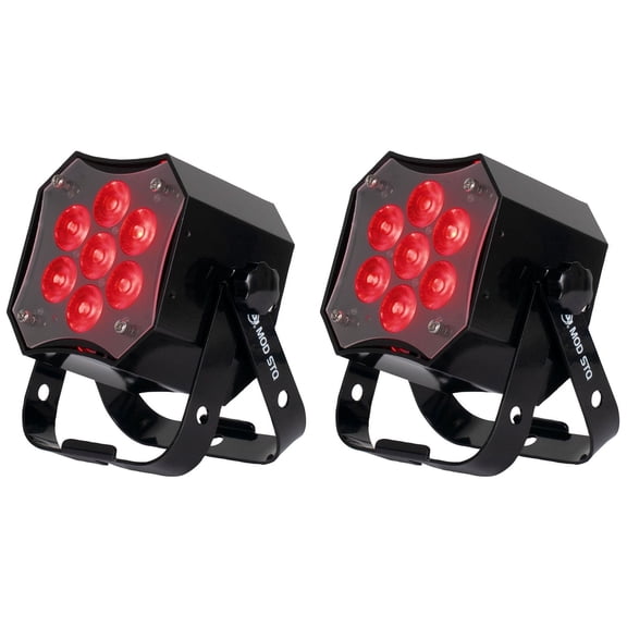 (2) American DJ MOD STQ Compact 7 x 8 Watt LED DMX Par Can Wash Lights w/ Remote