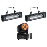 2 American DJ Mega Flash DMX Strobe Lights w/ Sound Sensor+RGBW Moving Head