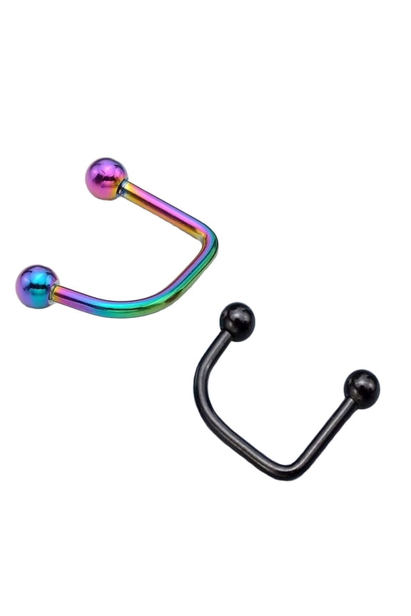 2 Anodized Titanium 16ga Lippy Loop Labret Black/Multi 2pack