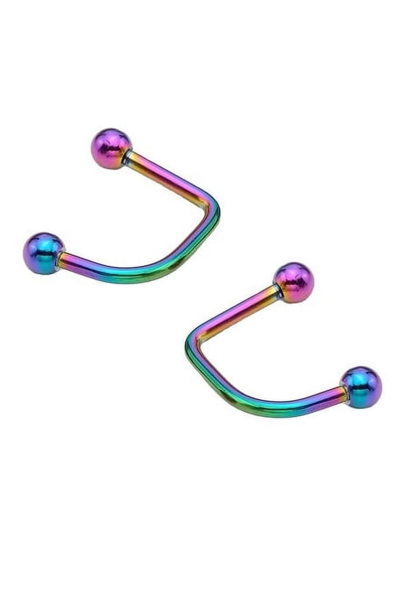 2 Anodized Titanium Multicolor 16ga Lippy Loop Labret 2pack