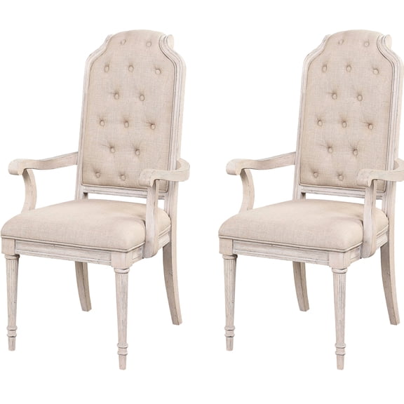 2 Arm Chairs - Beige Fabric, Back, Antique Champagne Sparklingness Of 2 Armchairs Beige, Detailing