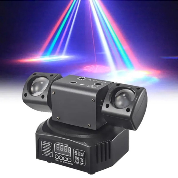 2-Arm Moving Head DJ Stage Light with RGBW Beams & Starlight Effects - 540 Pan 360 Tilt - DMX & Sound Control for Parties Events - Dual Head Disco Light