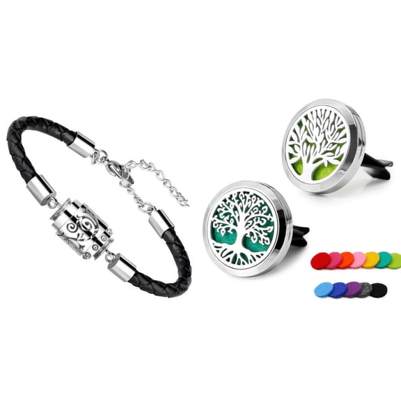 2 Aromatherapy Car Clips + Steel Bullet Shell Pendants