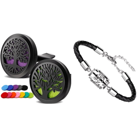 2 Aromatherapy Car Clips + Steel Bullet Shell Pendants