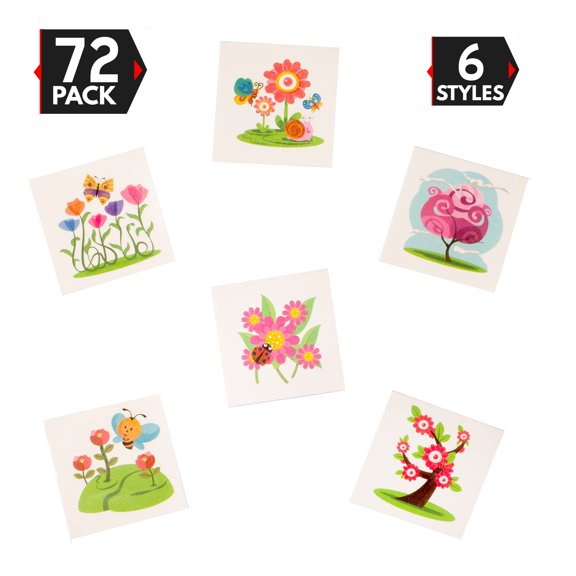 2" Assorted Spring / Summer Design Temporary Tattoos - 72 Pack
