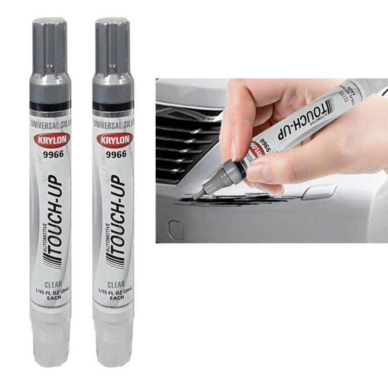 AllTopBargains 2 Auto Touch Up Scratch Repair Marker Paint Pen Car Universal Silver and Clear
