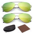 thumbnail image 1 of 2 Aviator Sunglasses for Adult Female Women, Flat Yellow/Green Mirrored Lens, 1 of 9