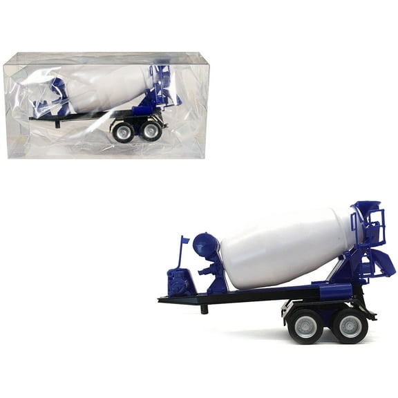 2-Axle Cement Mixer Trailer White and Blue 1/87 (HO) Plastic Model by Promotex