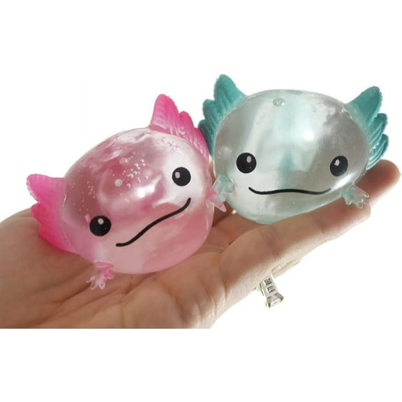 2 Axolotl Splat Ball - Water Filled Splat Stress Ball - Throw to Make it Splat and Watch it Come Back (RANDOM COLORS)
