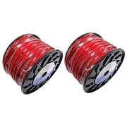2 BULLZ AUDIO 1/0 Gauge 50 FT Xtreme Twisted Power Ground Wire Cables | Red