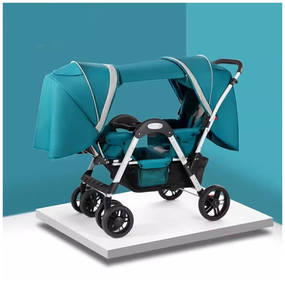 2 Baby Strollers Carriage For Newborn, Twins Stroller For Infant And Toddler Can Sit Lie Detachable Pushchair Folding Double Prams Trolley Portable Strollers With Mosquito Net