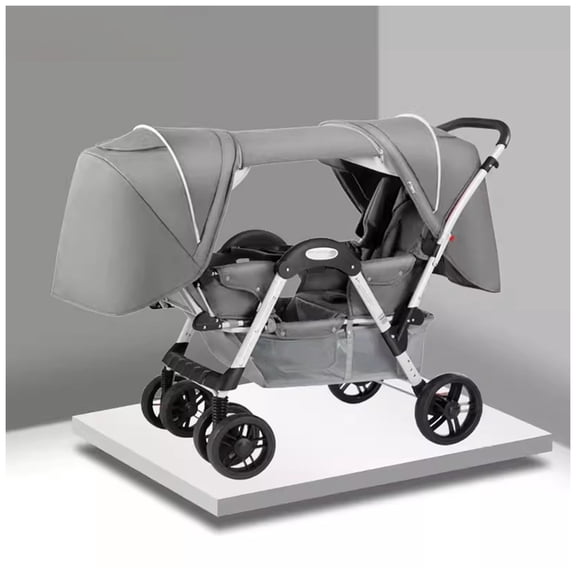 2 Baby Strollers Carriage For Newborn, Twins Stroller For Infant And Toddler Can Sit Lie Detachable Pushchair Folding Double Prams Trolley Portable Strollers With Mosquito Net