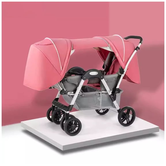 2 Baby Strollers Carriage For Newborn, Twins Stroller For Infant And Toddler Can Sit Lie Detachable Pushchair Folding Double Prams Trolley Portable Strollers With Mosquito Net