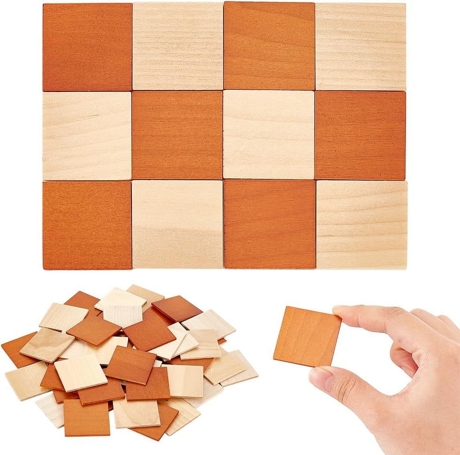 2 Bag 96Pcs Mini Flooring Tiles 1.4x1.4 Inch Double-Side Wood Floor Mosaic Floor Tile 2mm Thick Square Miniature Flooring Decoration DIY Miniature Ornaments for Miniature Scene Model