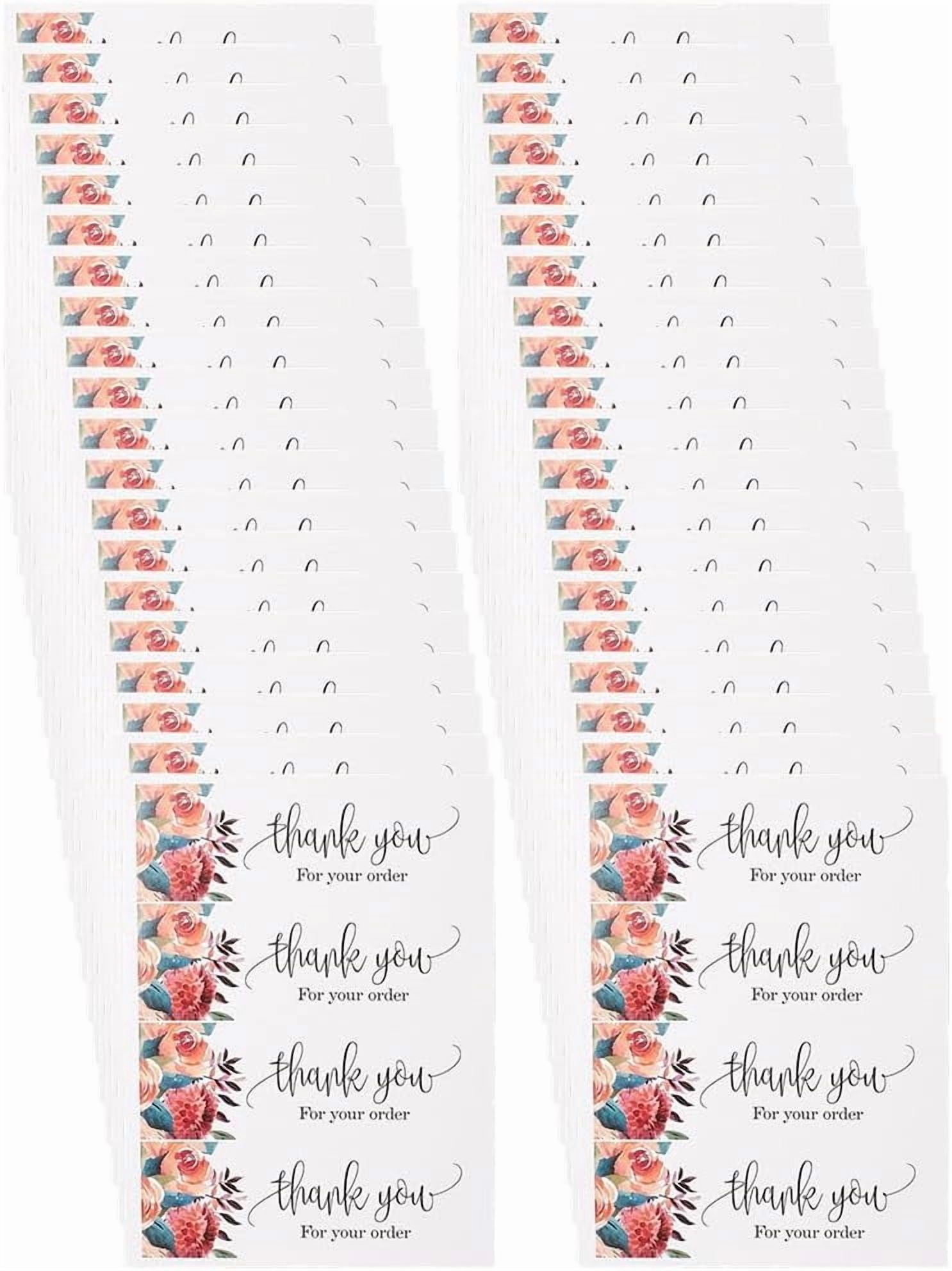 2 Bags 200Pcs Rectangle with Flower Word Thank You Paper Stickers Self ...