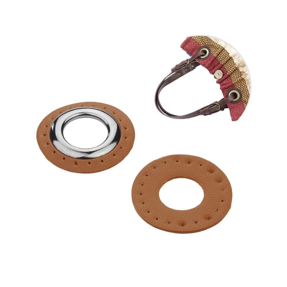 2 Bags 4Pcs PU Leather Grommet Eyelets Patch Leather Sewing Grommets Applique