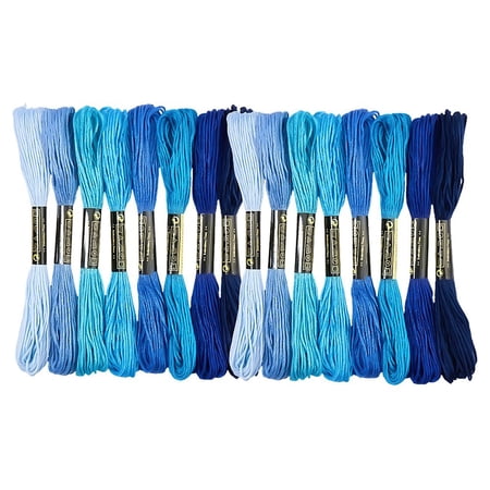 2 Bags 6-Ply Cotton Embroidery Floss stitch Threads for DIY Sewing Blue 1.2mm 8.20 Yards(7.5m)/skein 8 colors 1 skein/color 8 skeins/bag diy