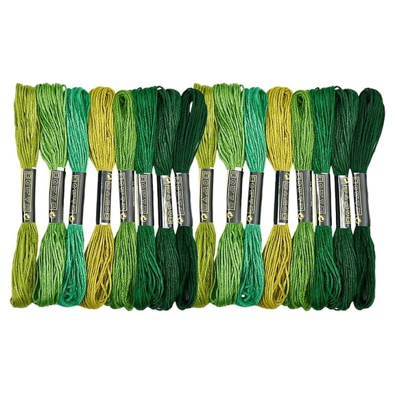 2 Bags 6-Ply Cotton Embroidery Floss stitch Threads for DIY Sewing Green 1.2mm 8.20 Yards(7.5m)/skein 8 colors 1 skein/color 8 skeins/bag