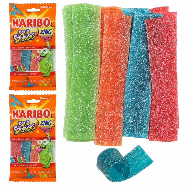 2 Bags Haribo Sour Streamers Gummies Gummy Chewy Candy Gummi Treat 3.6oz Each