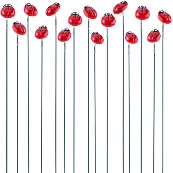 2 Bags PVC Stakes with Iron Wire Butterflies on Sticks Garden Decoration for Indoor Outdoor Yard Ladybug 319x18.5x24mm 10pcs/bag 20pcs