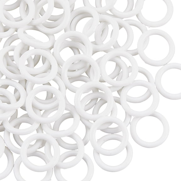 2 Bags Plastic Linking Rings Round Ring White 15.5x2.5mm Inner Diameter: 10.5mm 100pcs/bag