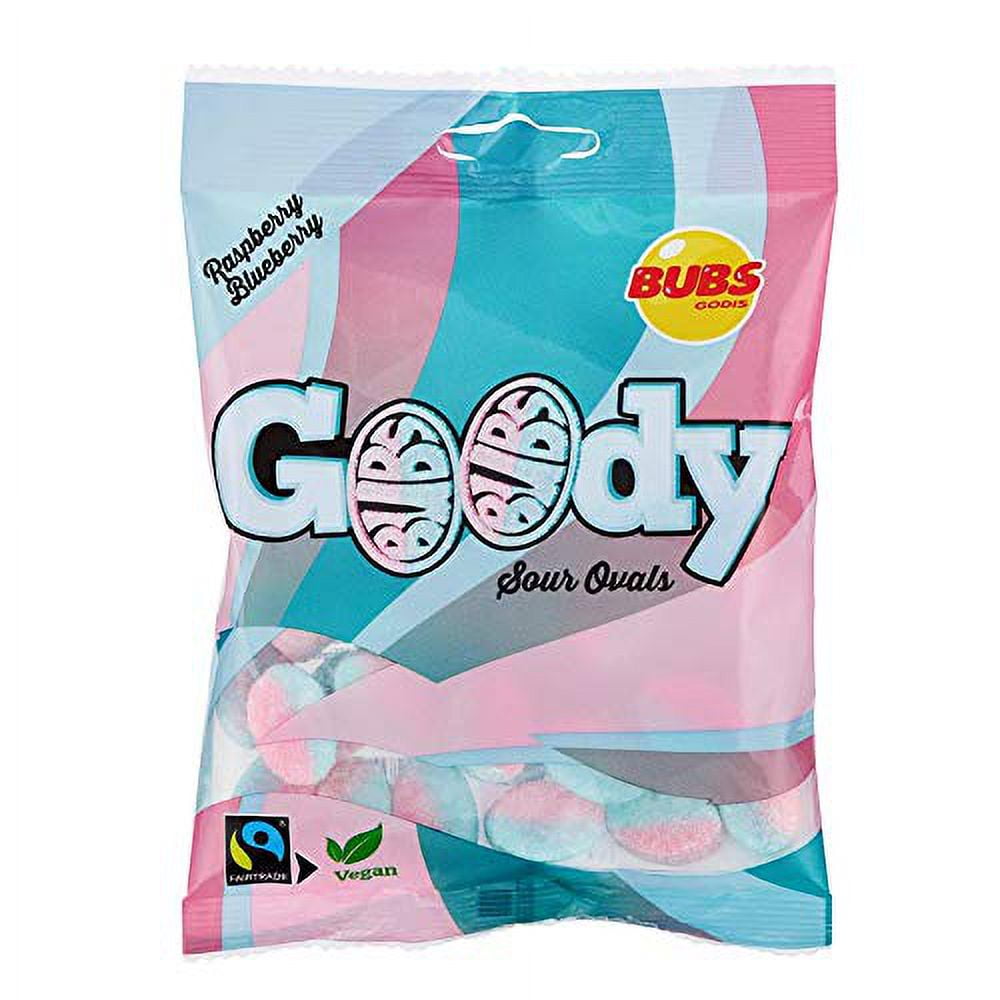 2 Bags x 90g Bubs Goody Raspberry Blueberry Sour Oval Gummies